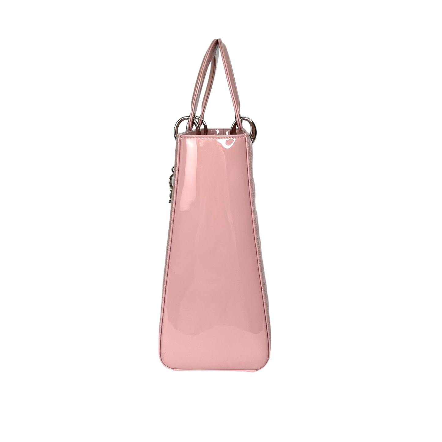 Lady Dior Large Patent Quilted in Pink with SHW