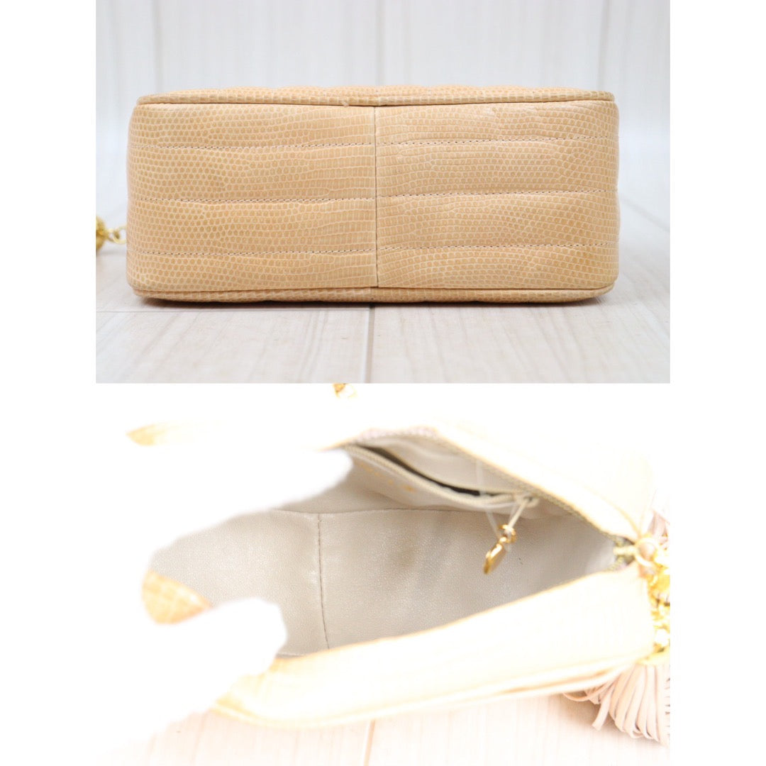 Good ( Rank AB)｜ CHANEL Lizard Skin  Hollow Chain Bag  Made In 1991-1994 Year ｜P24061133