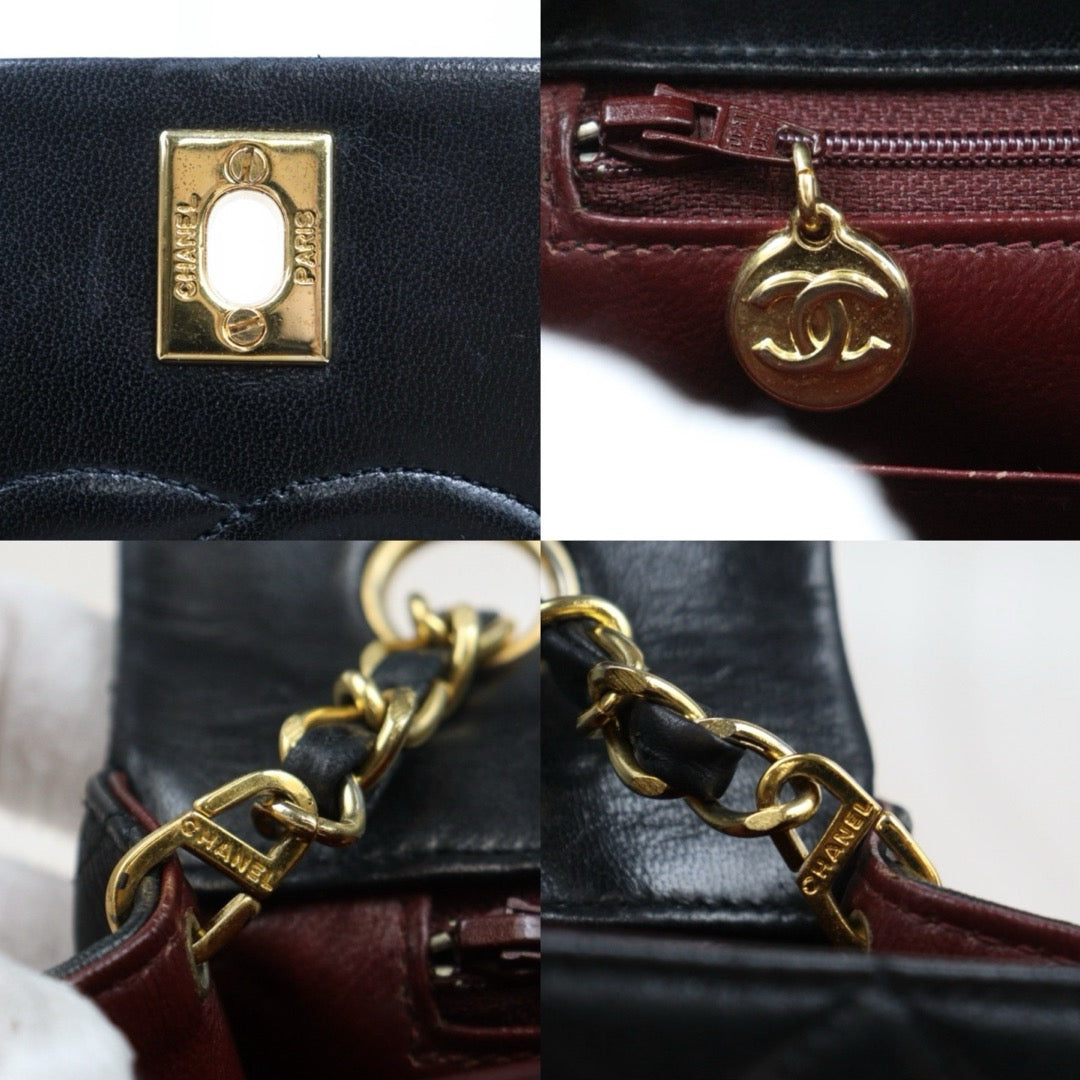 Very Good ( Rank A)｜ CHANEL Matrasse Lamb Skin Chain Bag Black Made in 1989-1991 Year｜P25051610