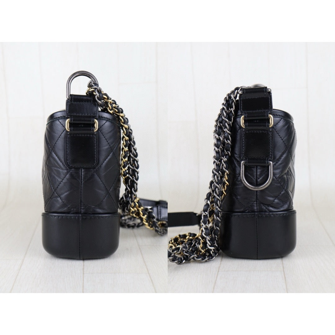 Very Good ( Rank A) ｜CHANEL PM Gabrielle Aged Calfskin Shoulder Bag Black Made in 2019 Year｜H25011322