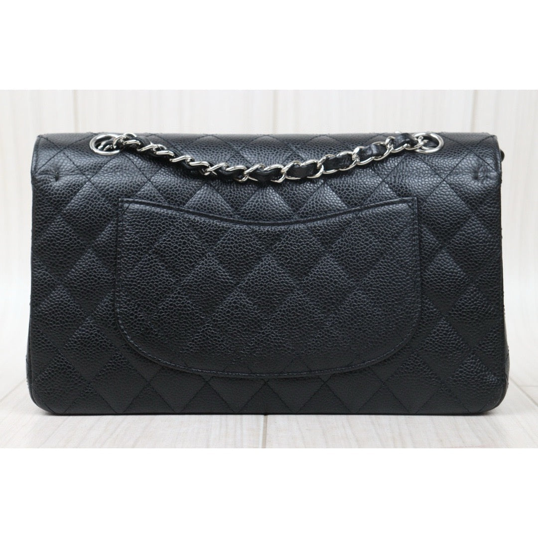 Very Good ( Rank A) ｜ CHANEL Caviar Skin Matrasse Double Flap 25 Shoulder Bag Black Made In 2009-2010 Year  ｜W24120604