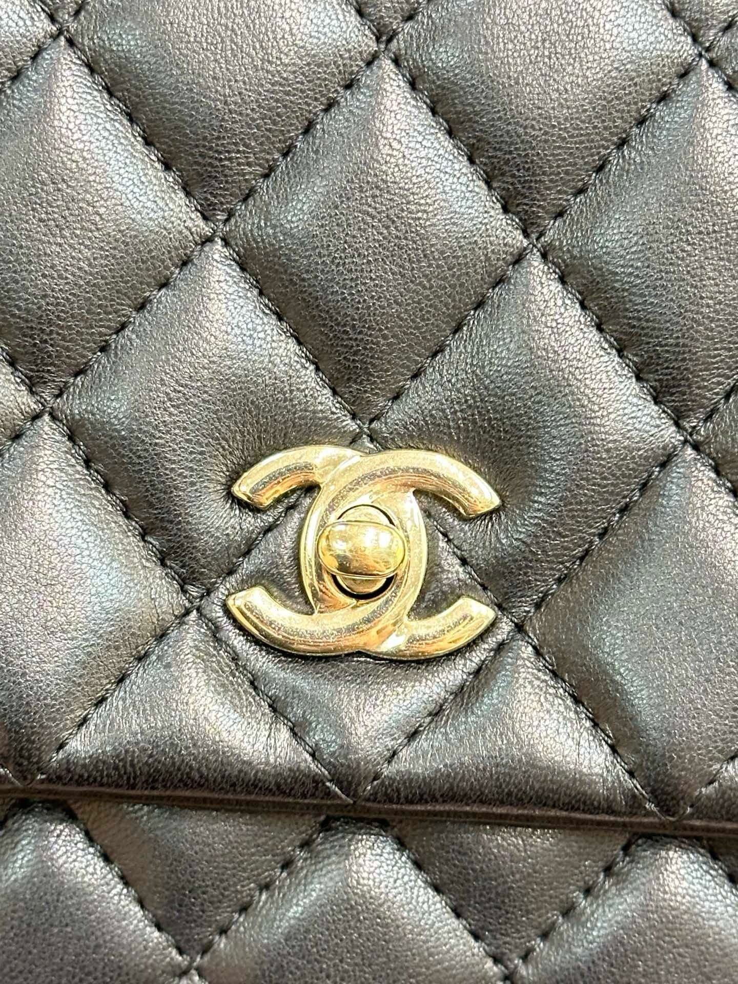 Chanel Lambskin Quilted Fold Up Again Clutch Black