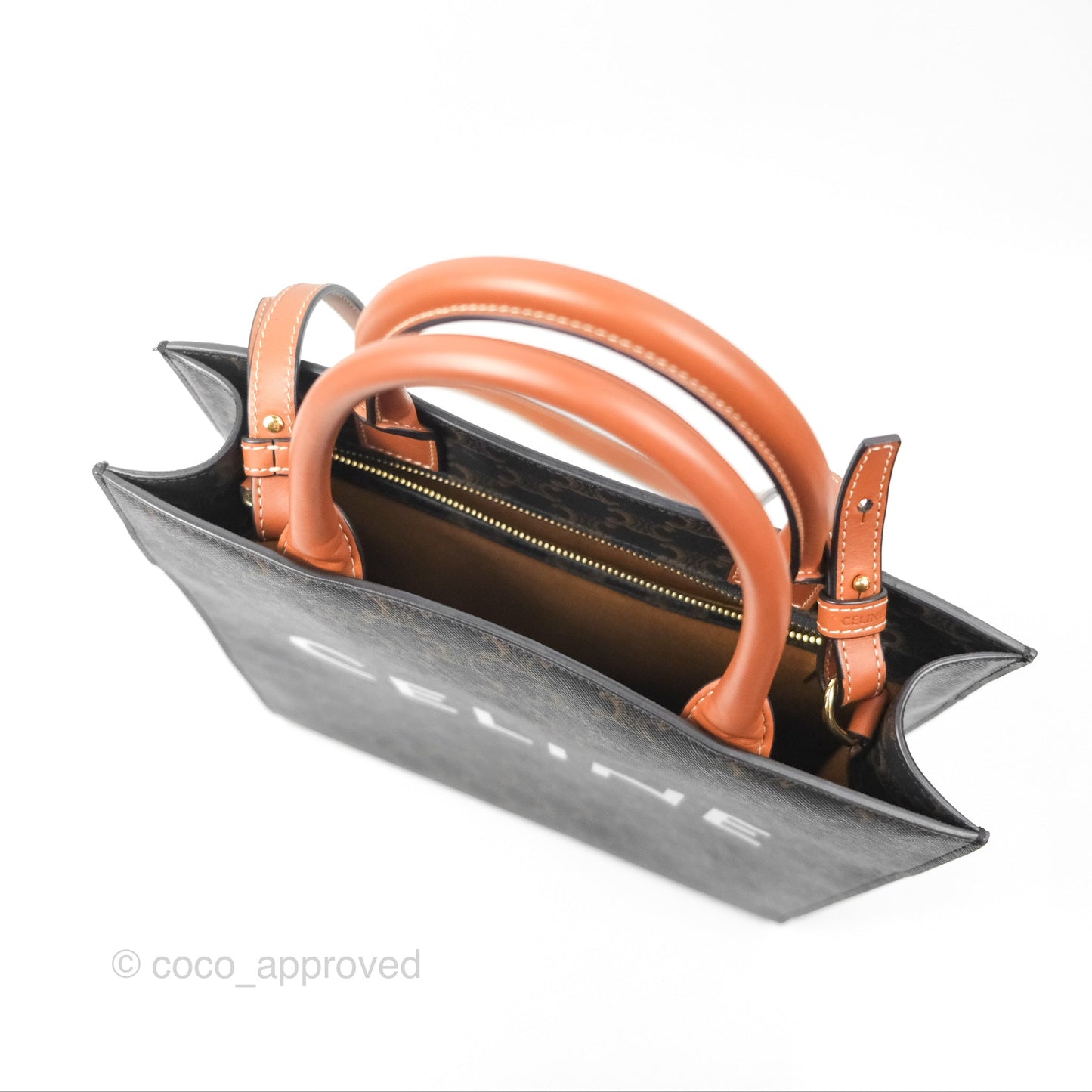 Celine Small Vertical Cabas Tote Triomphe Canvas Tan