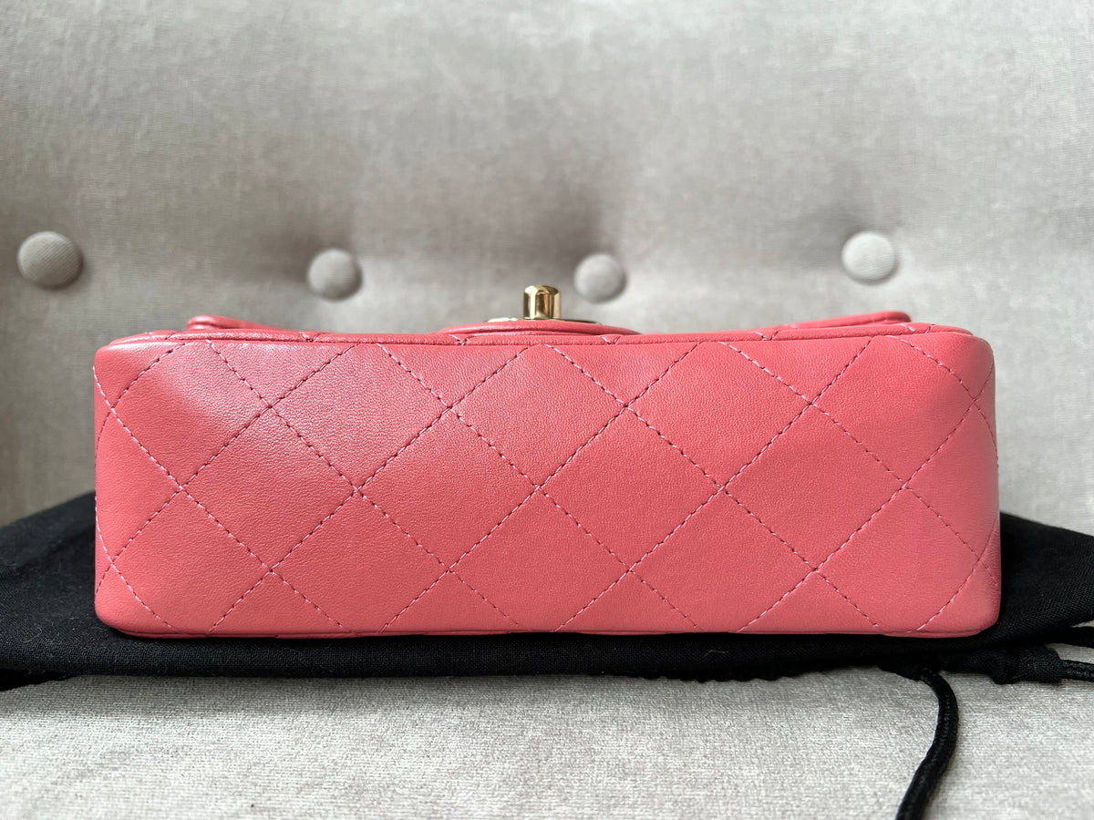 Chanel Mini Rectangular Classic Flap Valentines Day Edition in Pink Lambskin