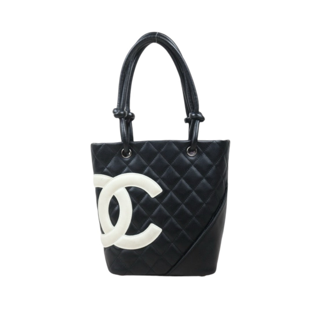 Good ( Rank AB) ｜ CHANEL Cambon Line Mini ToteBag Black White Made In 2003-2004 Year｜VT25030121