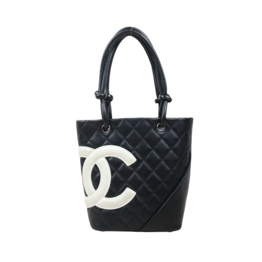 Good ( Rank AB) ｜ CHANEL Cambon Line Mini ToteBag Black White Made In 2003-2004 Year｜VT25030121