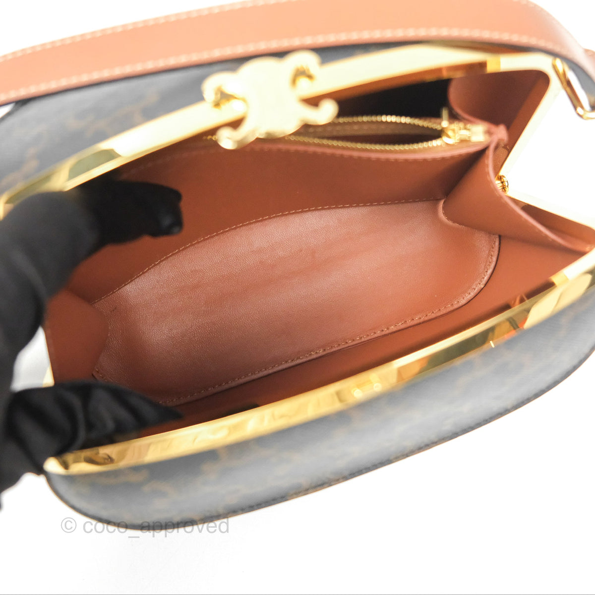 Celine Lunch Box Bag Triomphe Canvas Tan