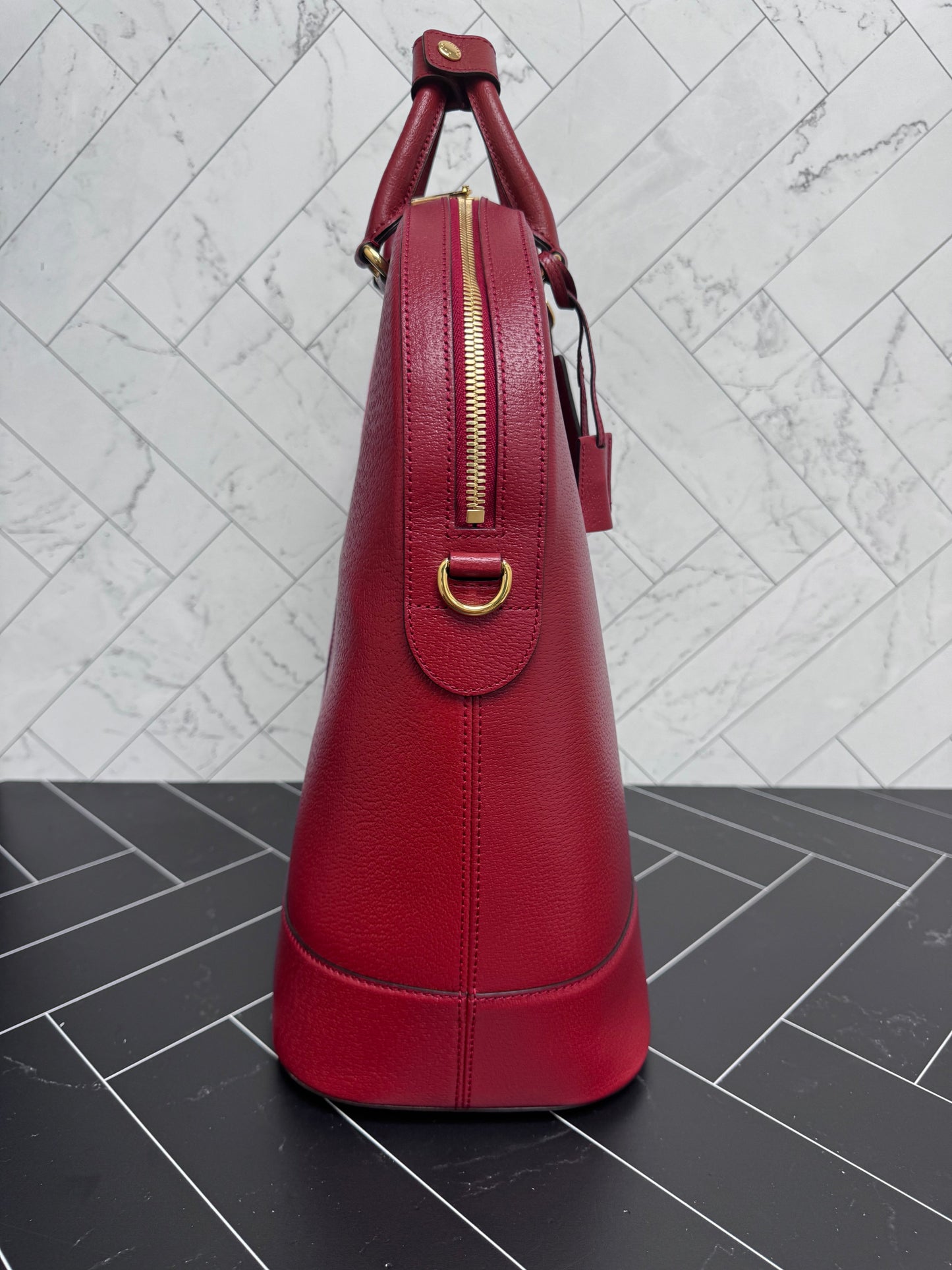 LIKE NEW- Gucci Red Savoy Web Bowling Tote