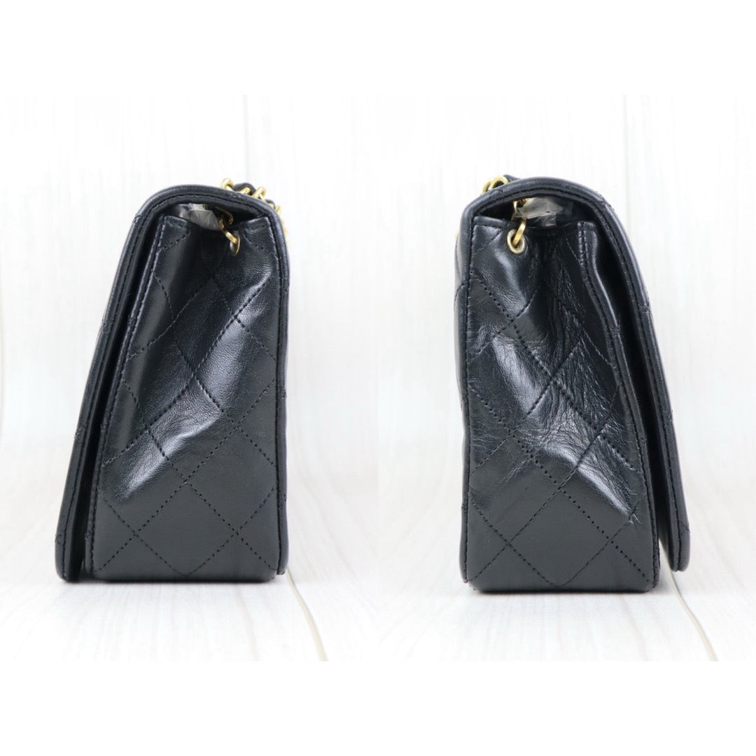 Good ( Rank AB)｜ CHANEL Matrasse  Lamb Skin Flap 23 Chain Bag Black Made in 1989-1991 Year｜J25060507
