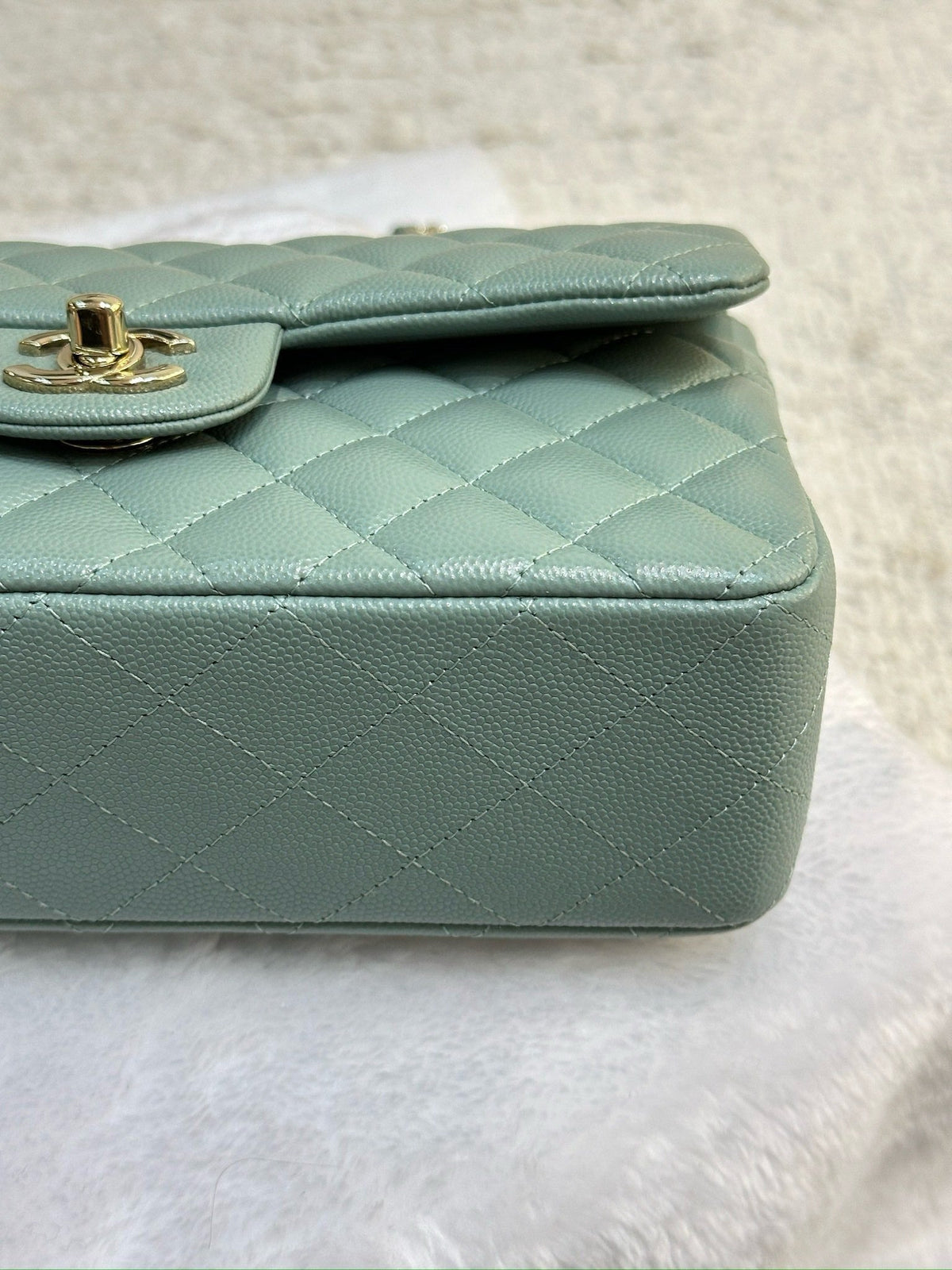 Chanel Small Caviar Quilted Double Flap Dark Green 22C