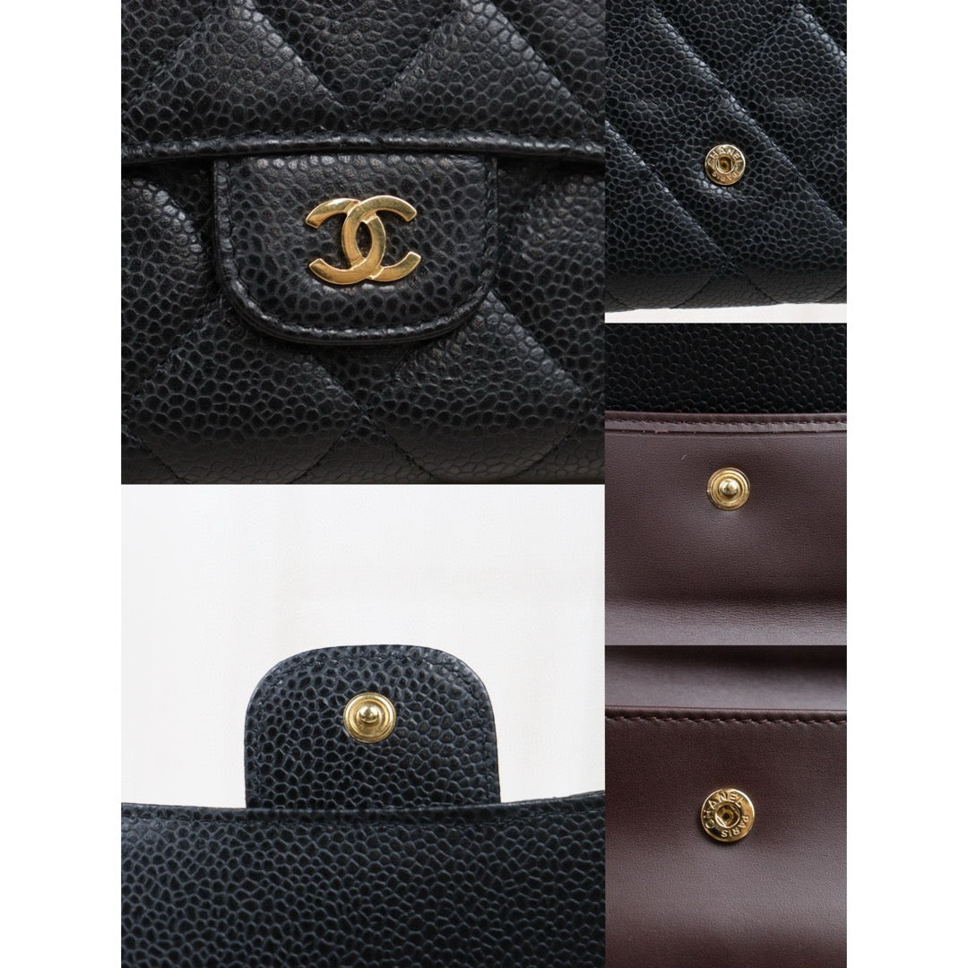 Very Good ( Rank A) ｜CHANEL Caviar Skin Black Long Wallet Made In 2014 - 2015Year｜S25021007