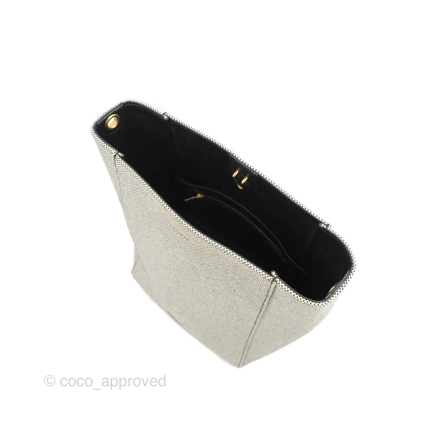 Celine Small Sangle Bucket Bag Black/Grey Textiles Gold Hardware