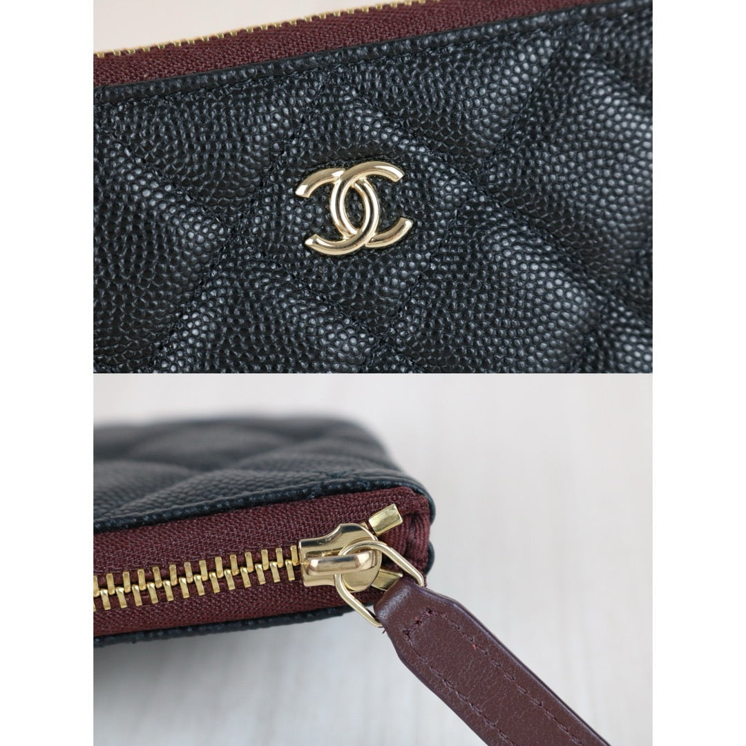 Excellent（Rank SA）｜CHANEL Caviar Skin Calf Leather Card Holder Black IC Chips Model｜X25062321