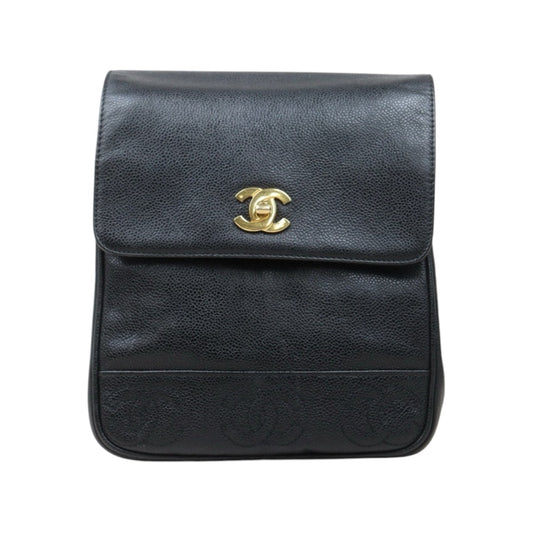 Good ( Rank AB)｜CHANEL  Caviar Skin Leather Calf Leather Backpack  Black Made in 1996-1997Year｜P25041405
