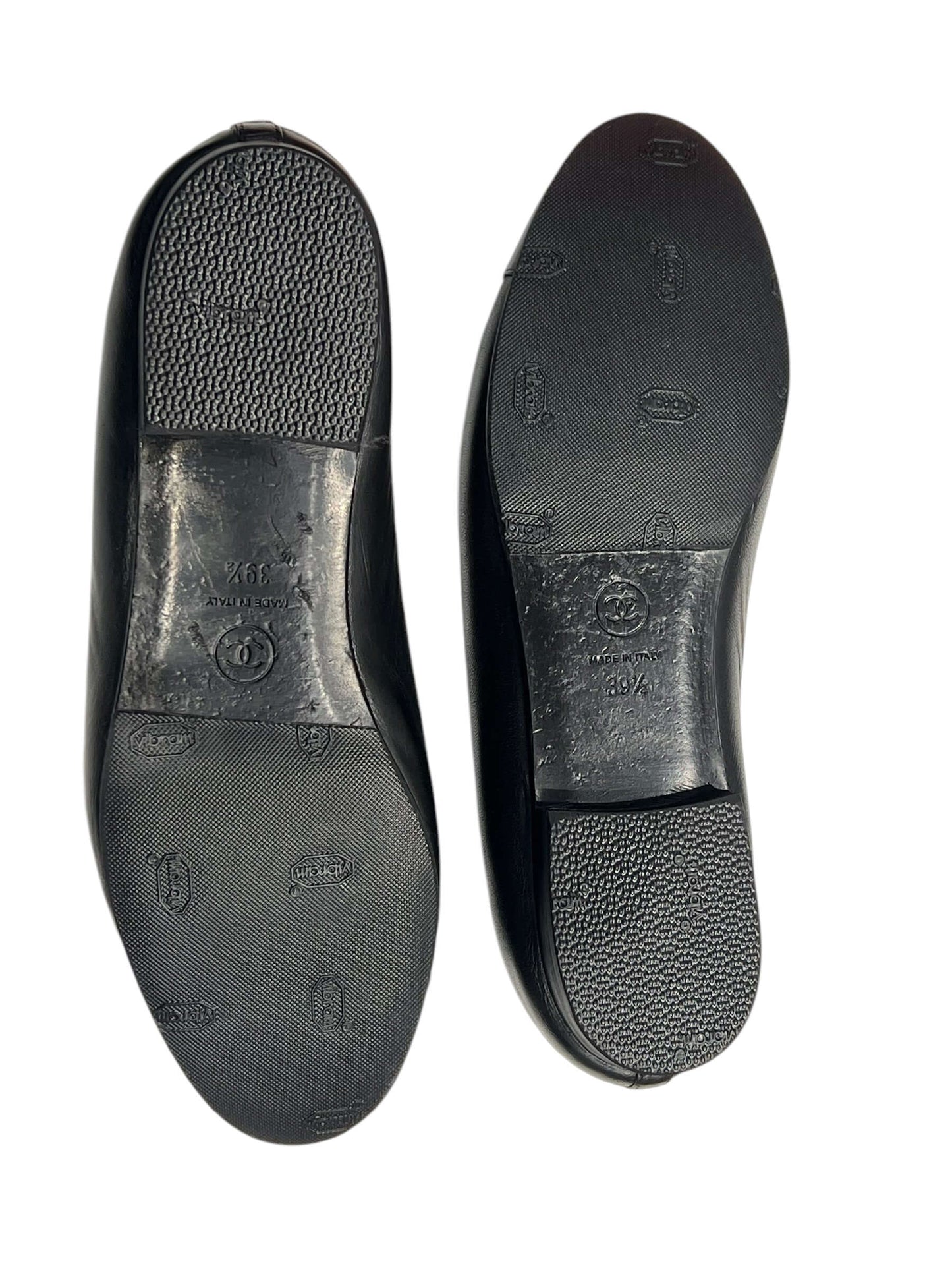 Chanel - ballerines cuir noir T39,5