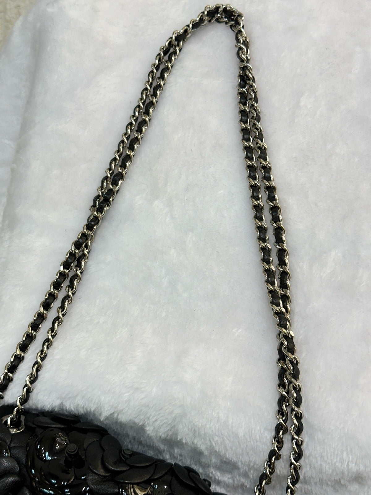Chanel Mini Limited Edition Black Camellia  Lambskin Flap Bag