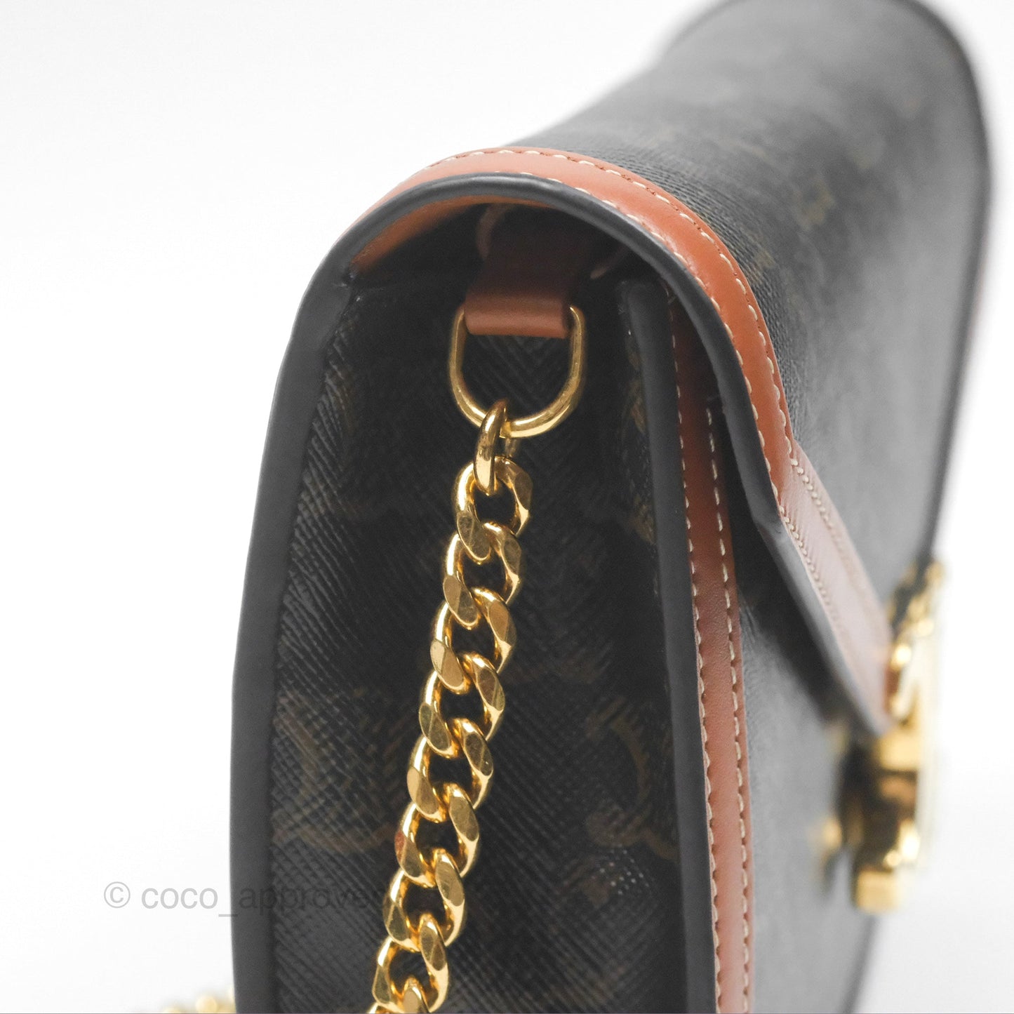 Celine Triomphe Wallet On Chain Canvas Tan Calfskin