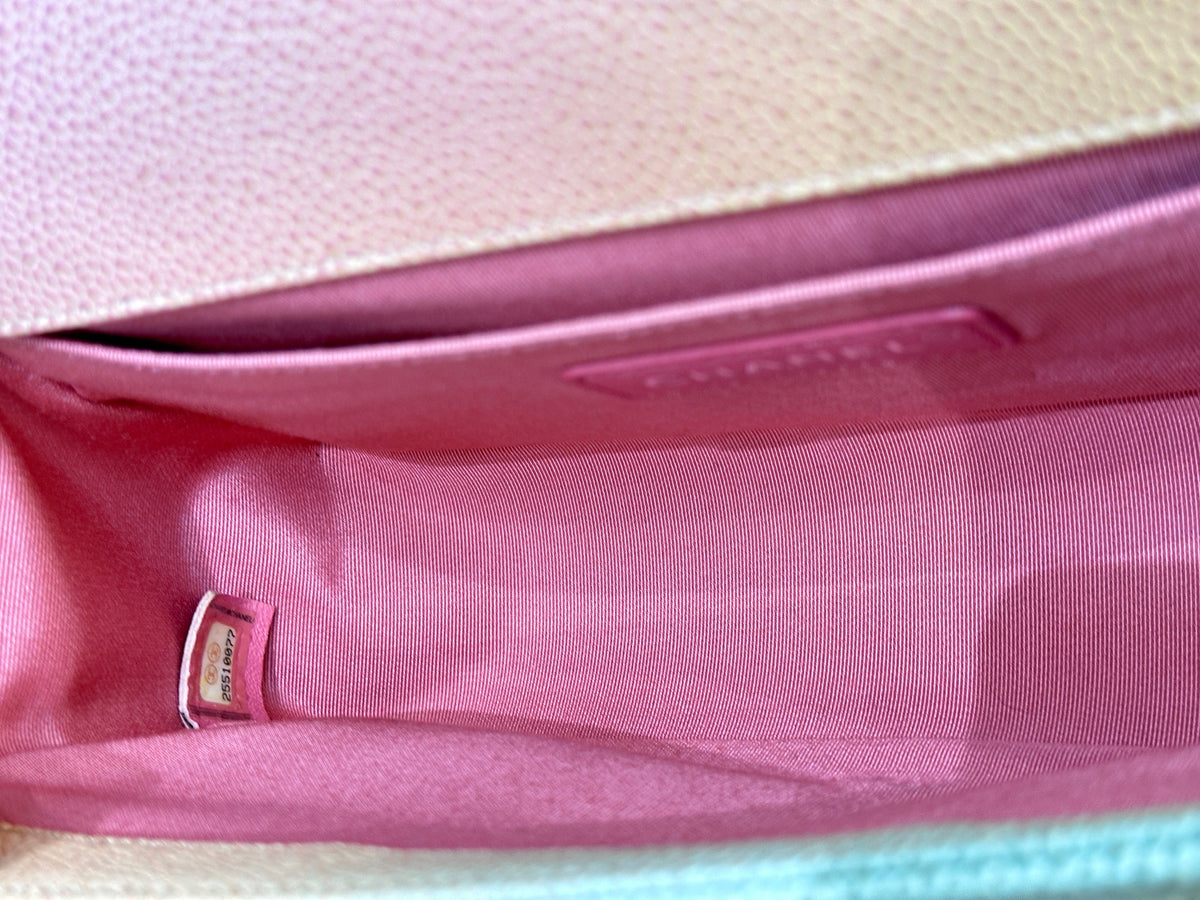 Chanel Rainbow Qulited Caviar Boy Bag Medium