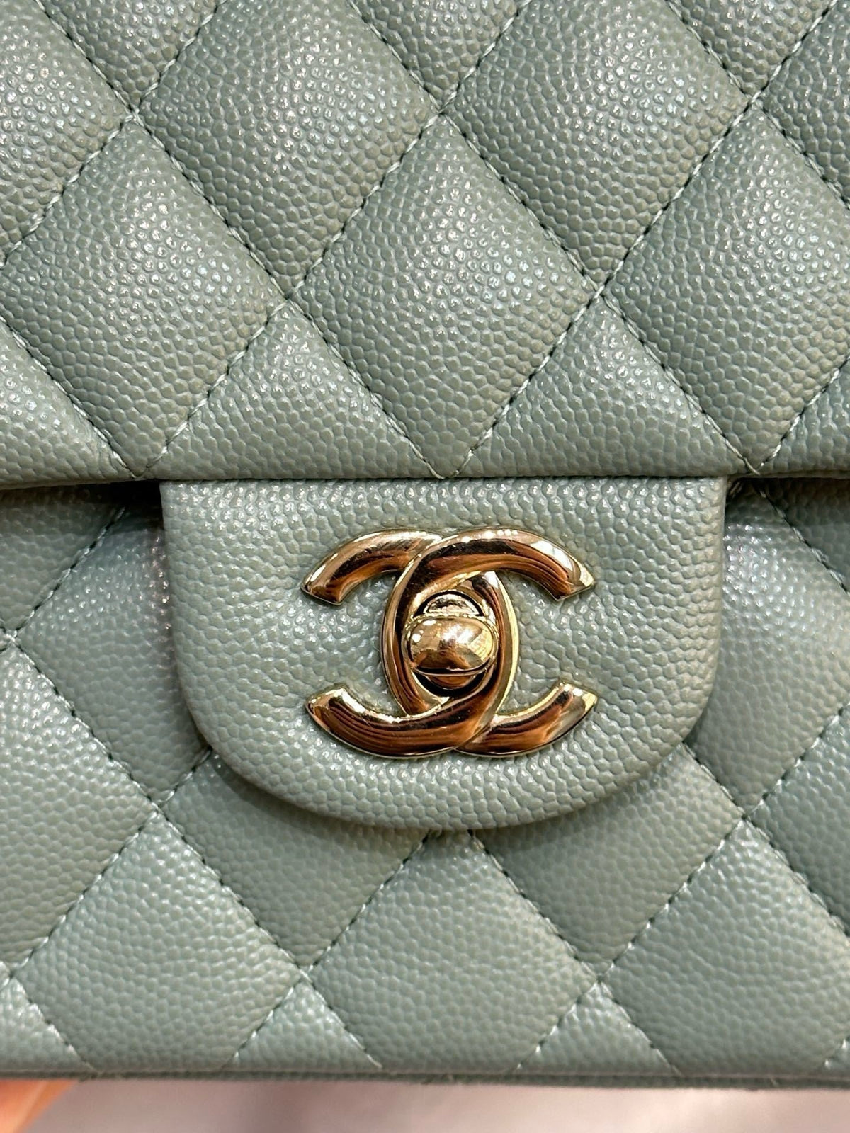 Chanel Small Caviar Quilted Double Flap Dark Green 22C
