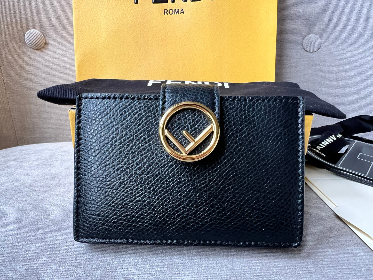 Fendi Black Gusseted Card Holder