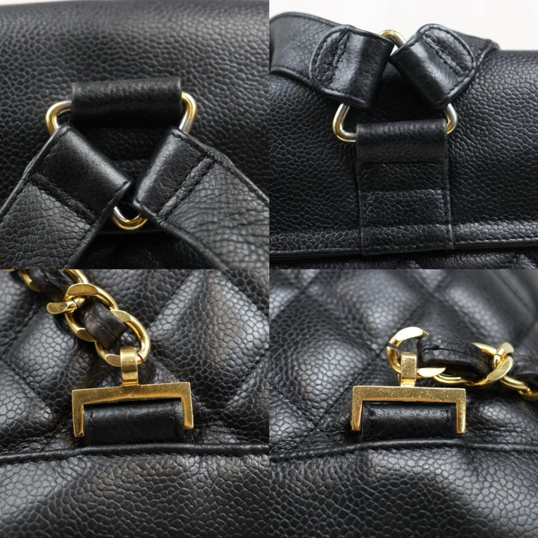 Good ( Rank AB)｜CHANEL  Caviar Skin Leather Calf Backpack  Black Made in 1991-1994Year｜25042802