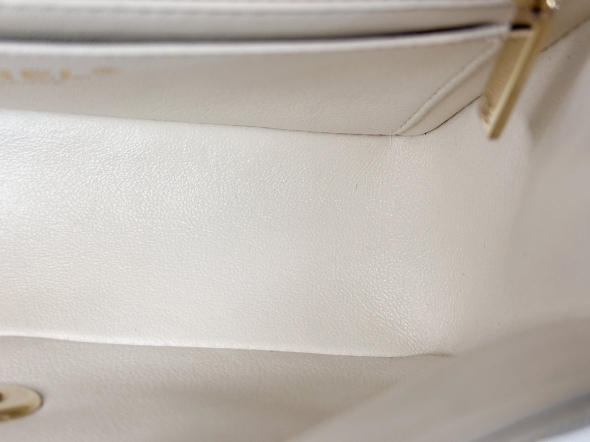 Chanel Mini Rectangular Caviar Classic White GHW 2382 holo card