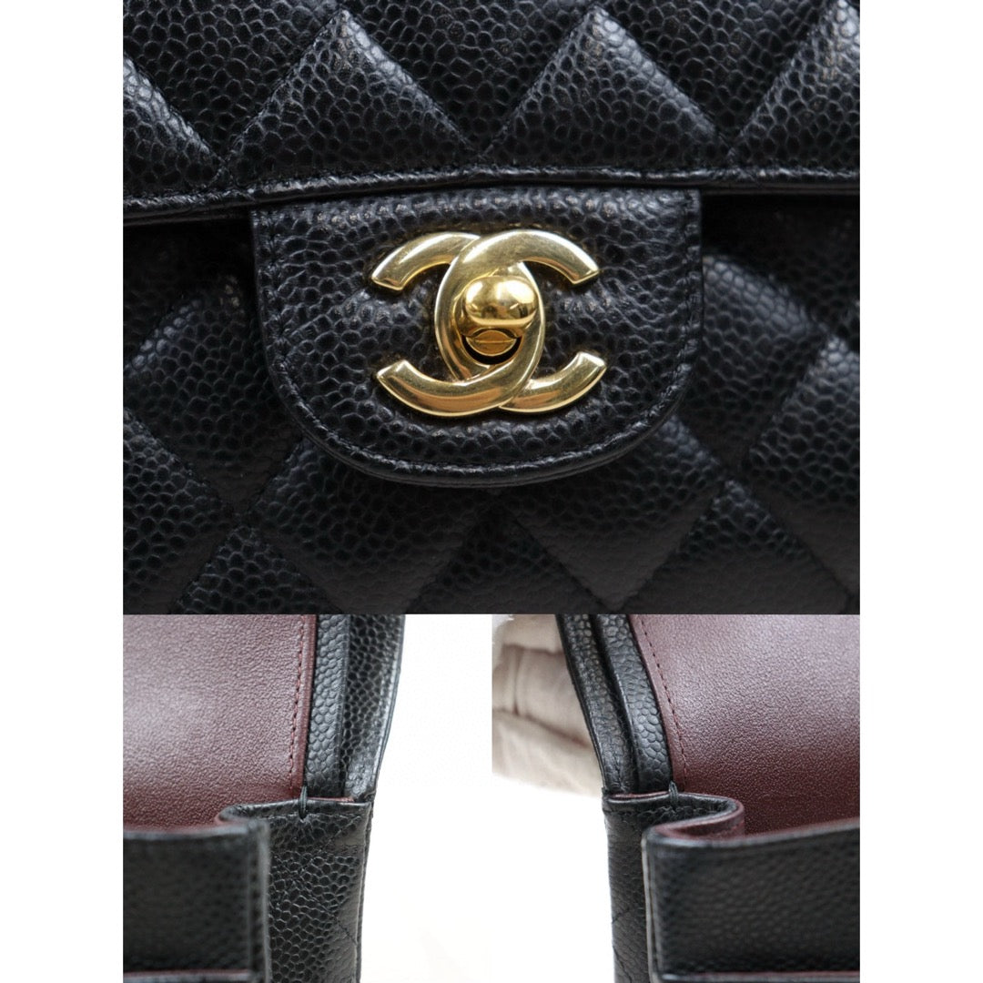 Very Good ( Rank A)｜ Full Set  CHANEL Caviar Skin Matrasse Double Flap 25 Shoulder Bag Black Made In 2020 Year｜S25030103