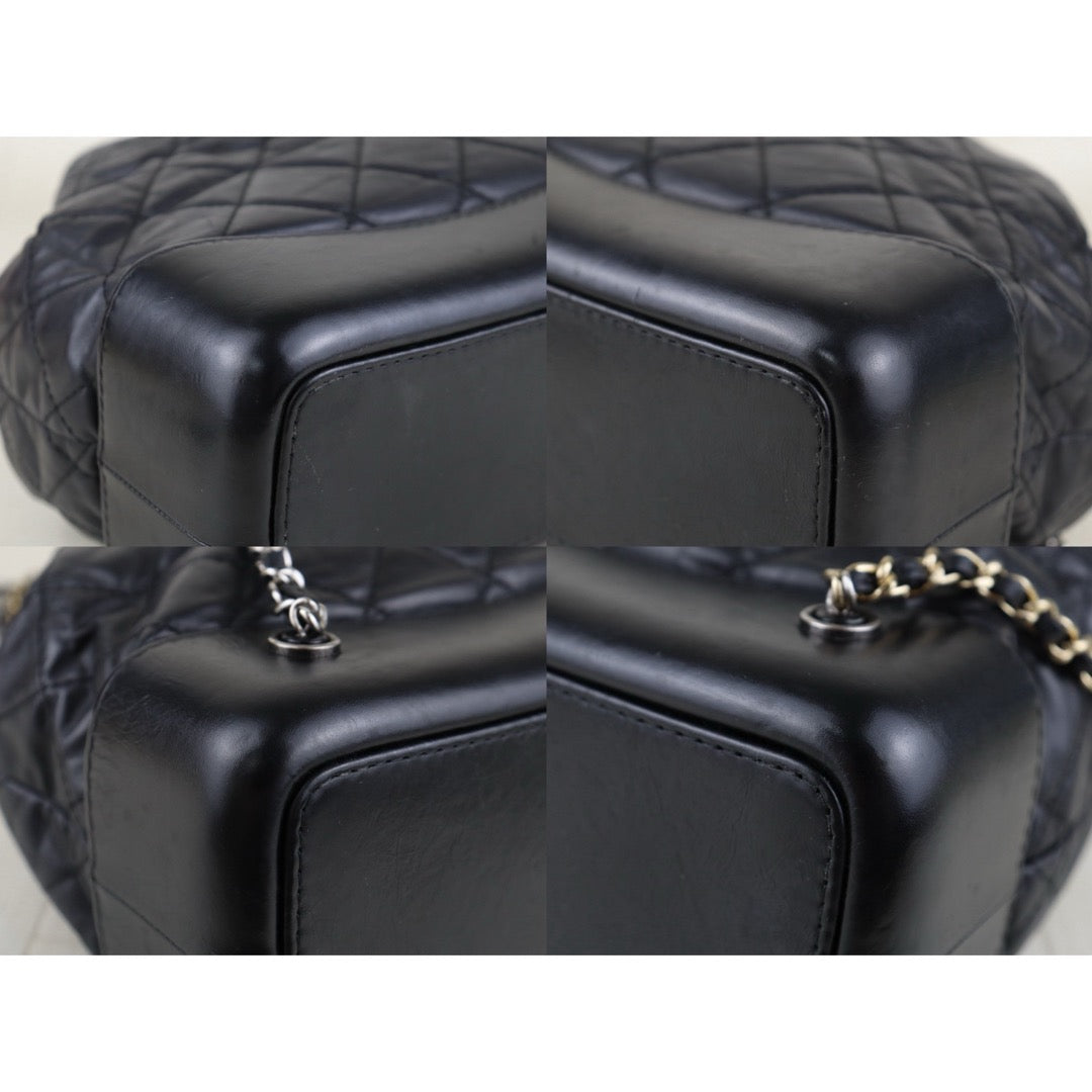 Good ( Rank AB)｜CHANE Calf Leather Gabrielle Aged Backpack PM Black Made in 2018Year｜H25063009