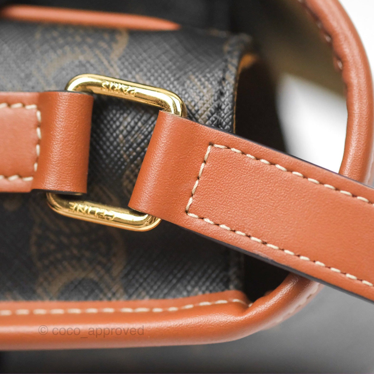 Celine Medium Folco Bag Triomphe Canvas Tan