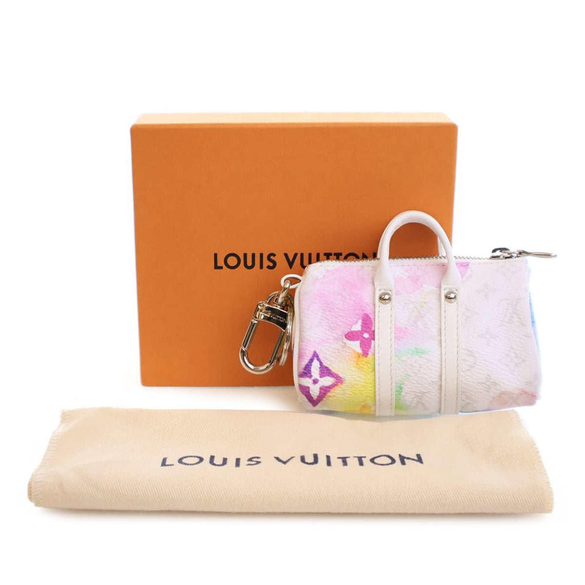Pink Louis Vuitton Monogram Watercolor Keepall Bag Charm and Key Chain