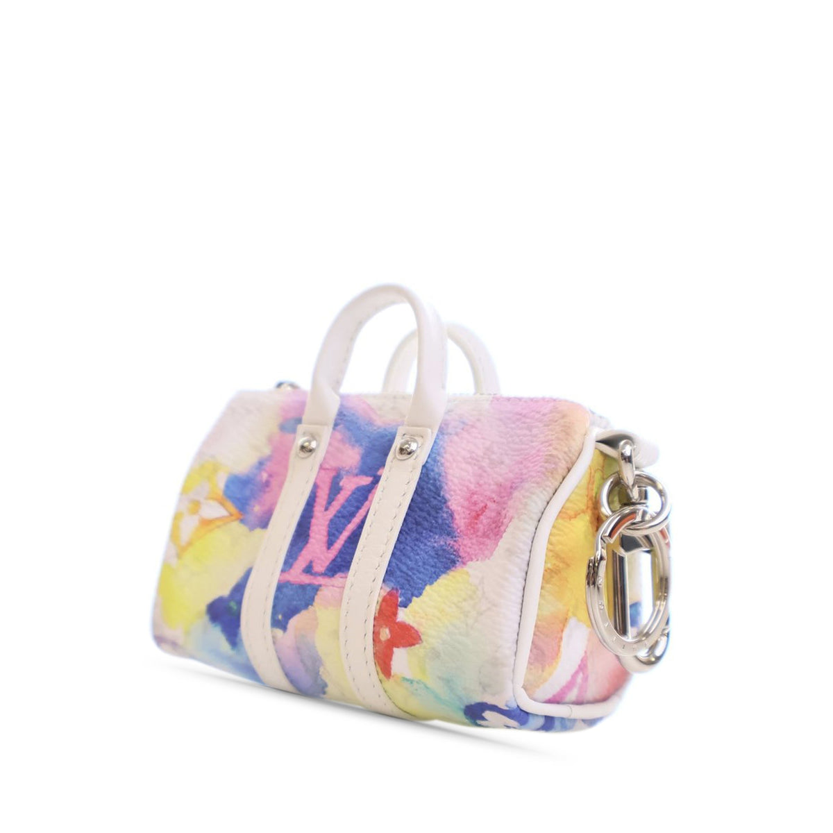 Pink Louis Vuitton Monogram Watercolor Keepall Bag Charm and Key Chain