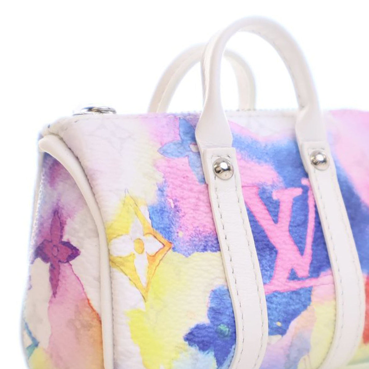 Pink Louis Vuitton Monogram Watercolor Keepall Bag Charm and Key Chain