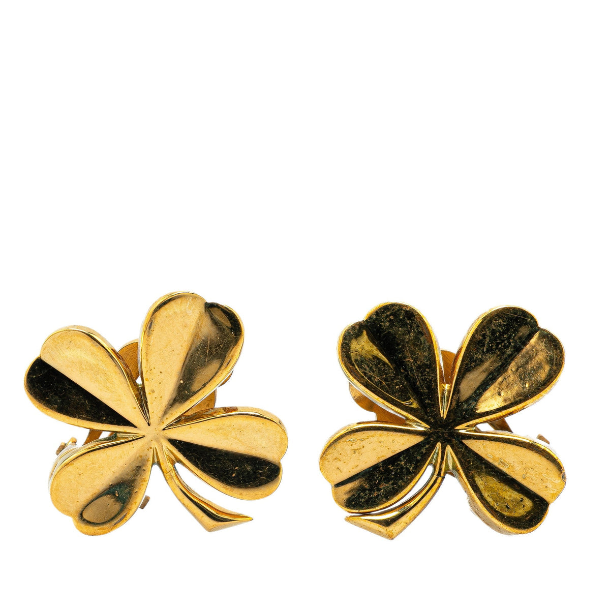 Gold Chanel Gold Plated Clover Clip on Earrings