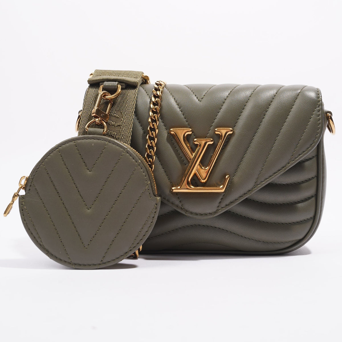 Louis Vuitton New Wave Multi Pochette Khaki Calfskin Leather