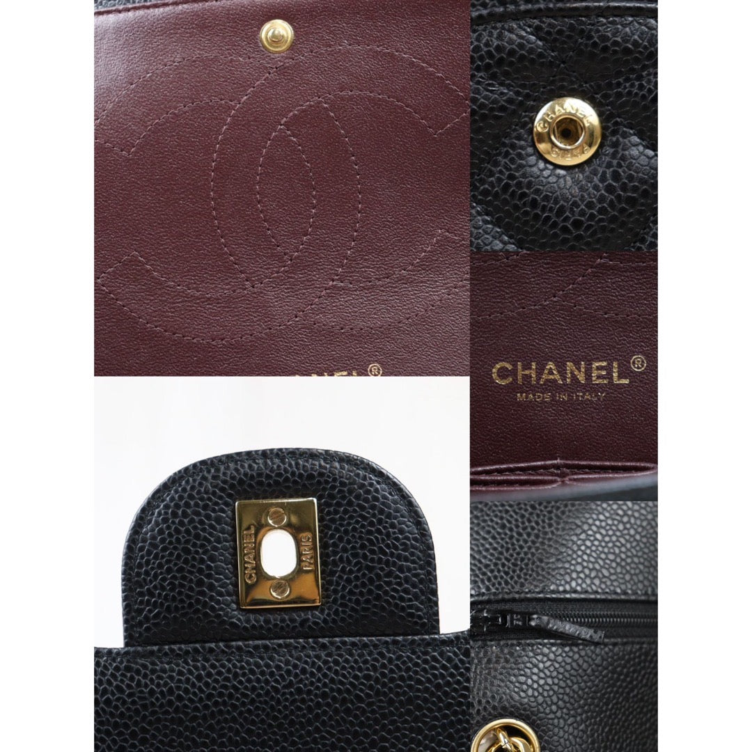 Rank A｜ CHANEL Caviar Skin Matrasse Double Flap 30 Shoulder Bag Black Made In 2015-2016Year  ｜S24061702