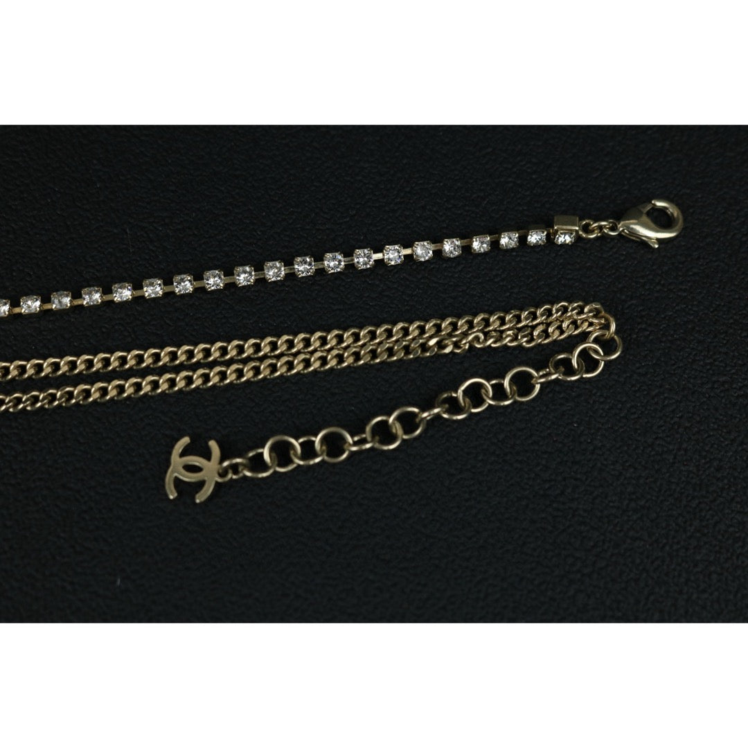 Excellent（Rank SA）｜ CHANEL Coco Mark Four leaf clover Rhinestone Necklace｜X25030108