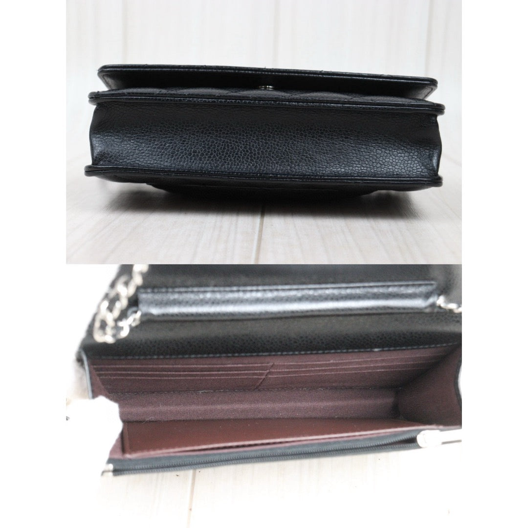 Very Good ( Rank A)｜ CHANEL Matelasse Caviar Skin Chain Wallet Black  Made in 2020-2021 Year ｜S25012702