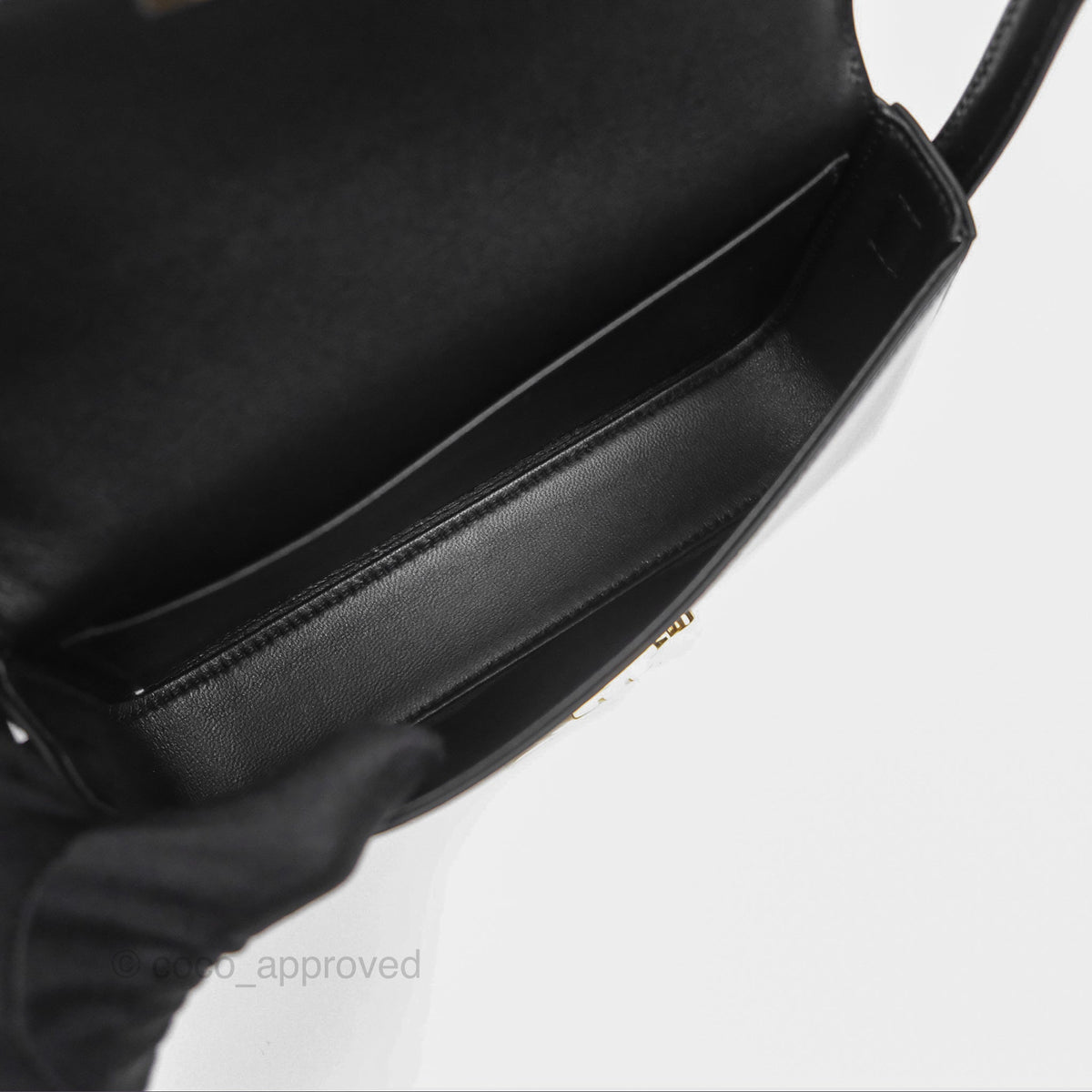 Celine Triomphe Shoulder Bag Black Calfskin