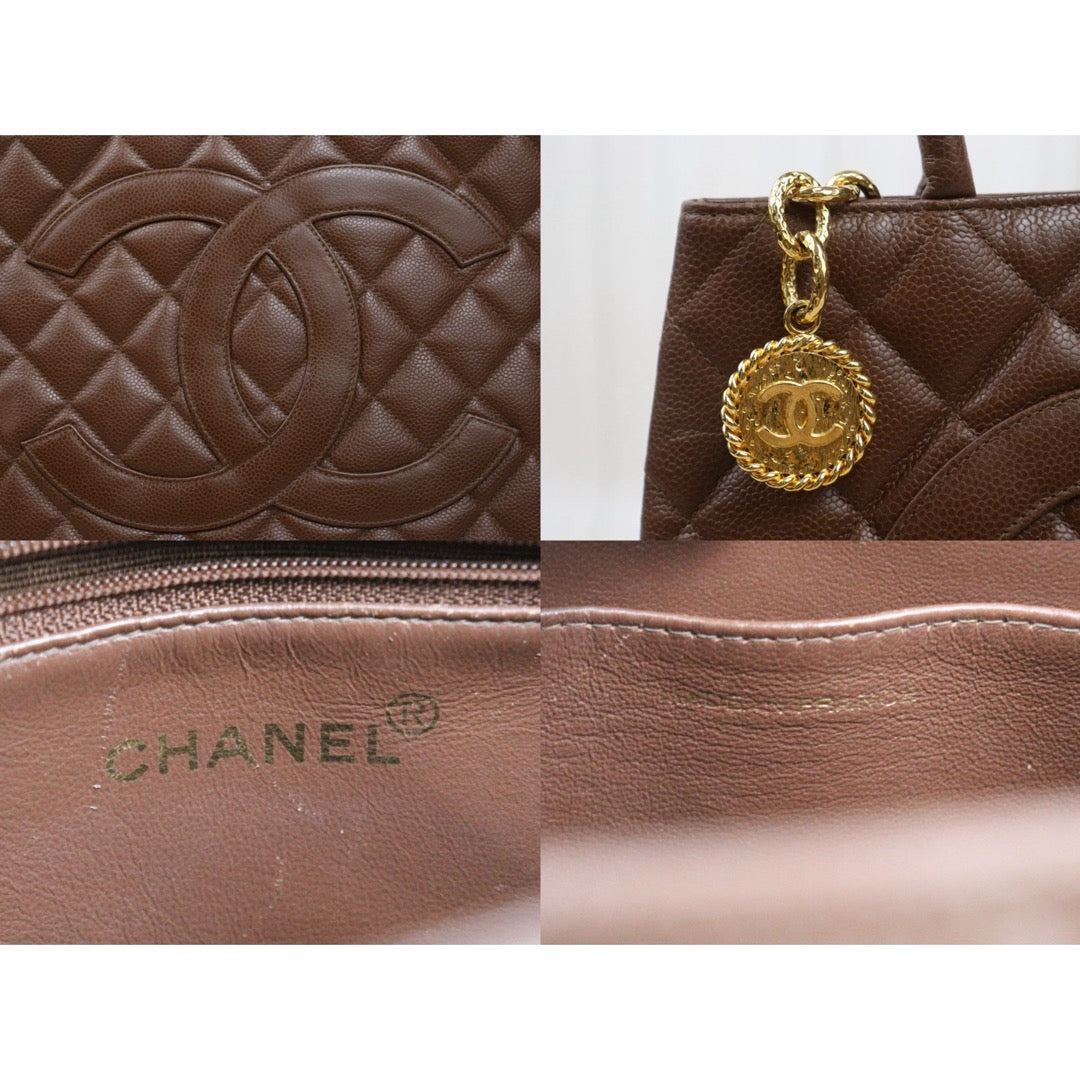 Very Good ( Rank A)｜ CHANEL Caviar Skin Calf Leather Tote Bag Golden Brown Made In 1997～1999Year｜P25071803