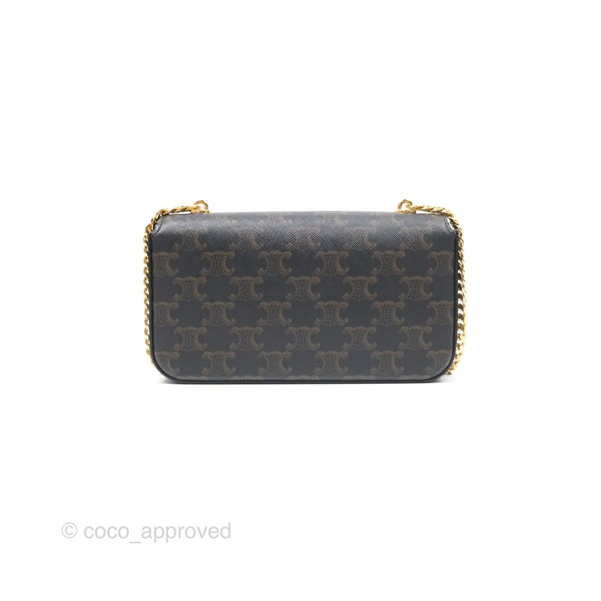 Celine Chain Shoulder Bag Claude in Triomphe Canvas Tan
