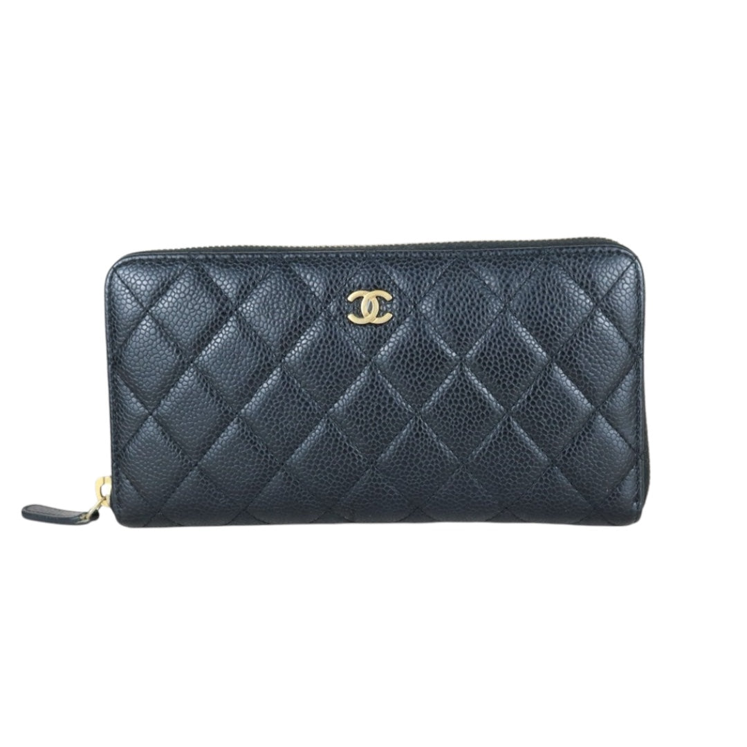 Very Good ( Rank A)｜CHANEL Caviar Skin Black Long Wallet Made In 2015 - 2016 Year｜X25040303