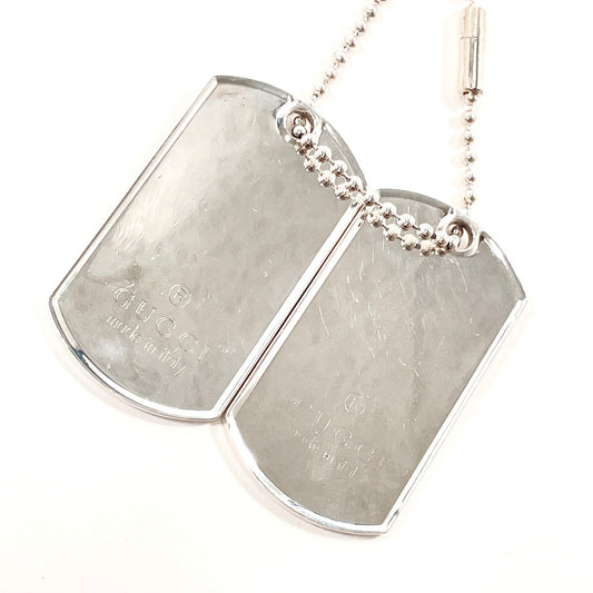 GUCCI Necklace Silver925 Silver Ball chain dog tag double plate mens Secondhand