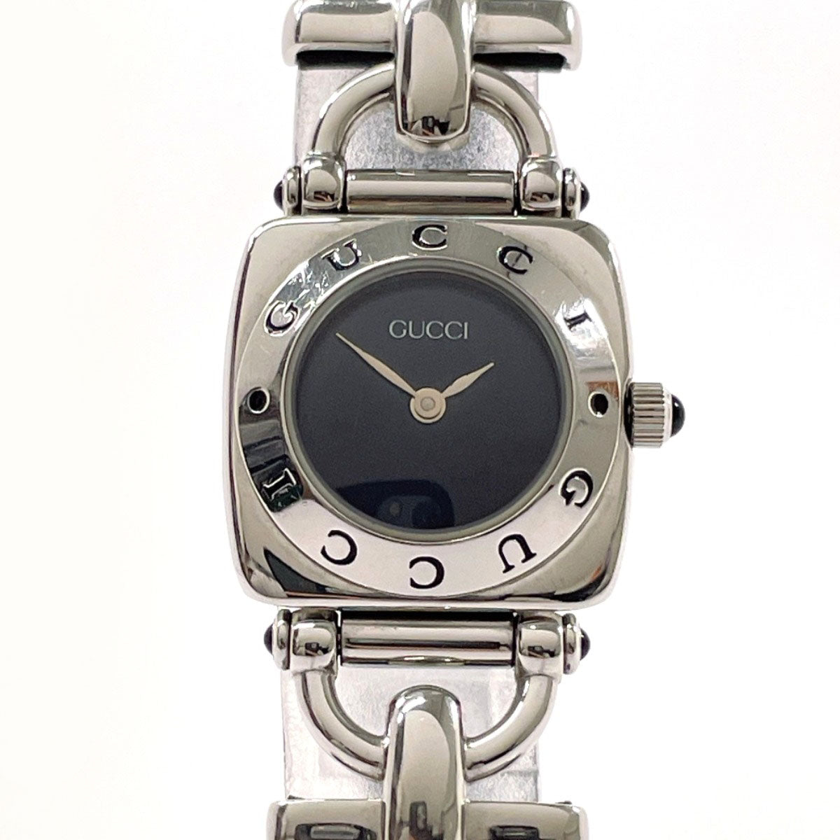 GUCCI Watches Quartz 6300L Stainless Steel Silver black dial Women Used