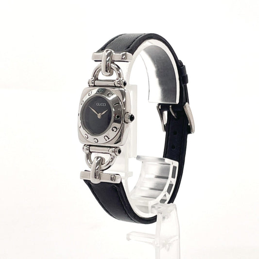 GUCCI Watches Quartz 6300L Stainless Steel Silver black dial Women Used