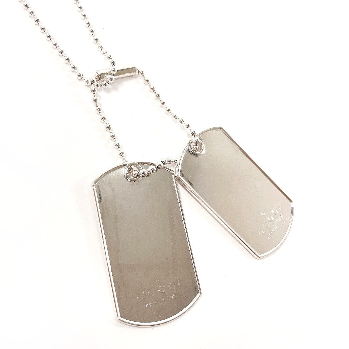 GUCCI Necklace Silver925 Silver Ball chain dog tag double plate unisex Used