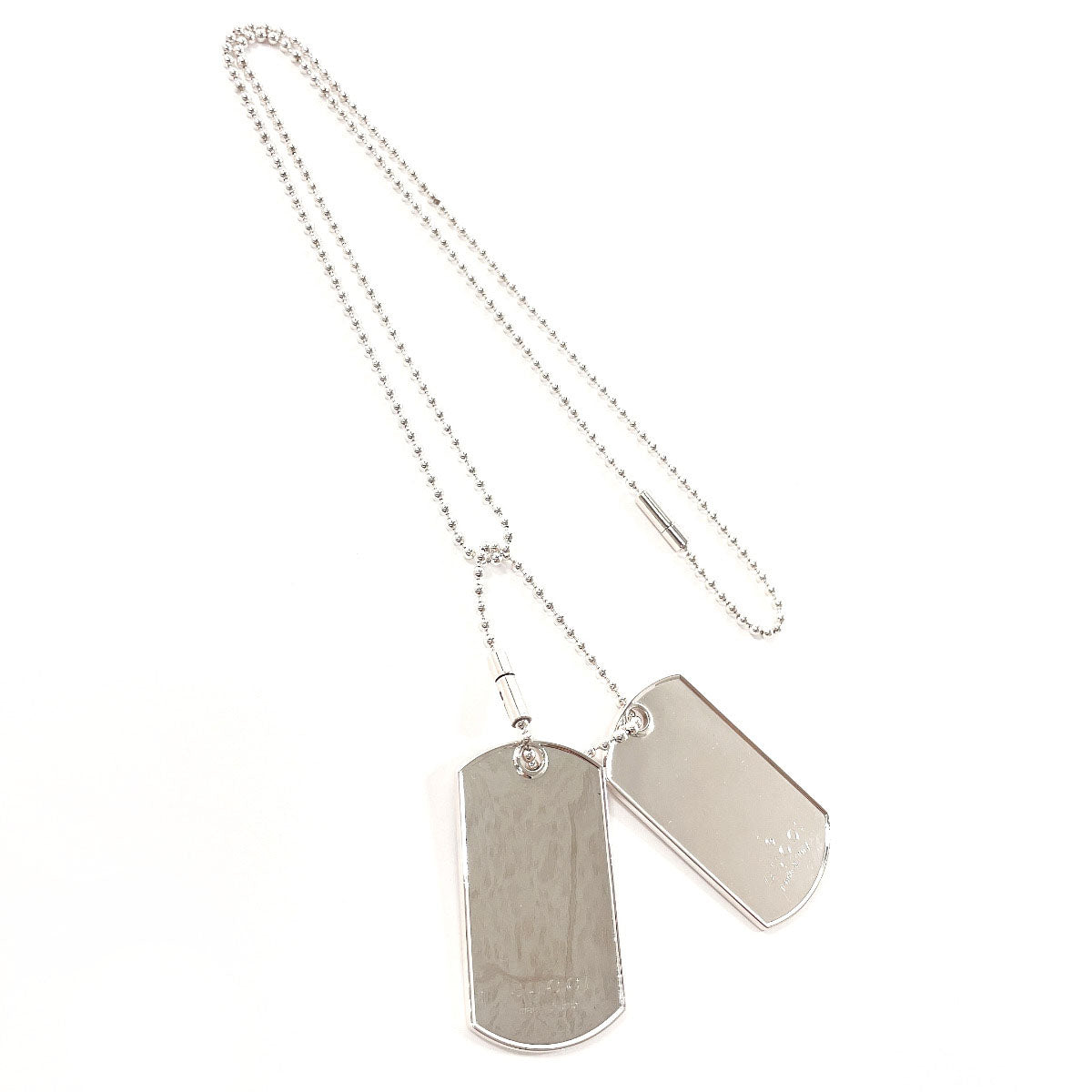 GUCCI Necklace Silver925 Silver Ball chain dog tag double plate unisex Used