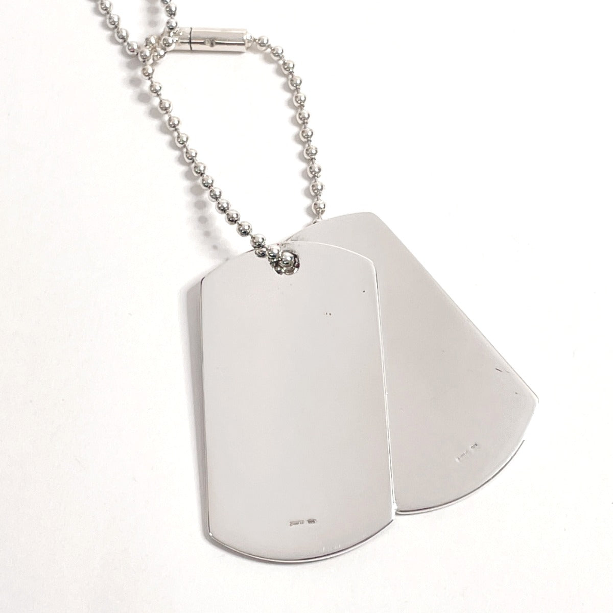 GUCCI Necklace Silver925 Silver Ball chain dog tag double plate unisex Used