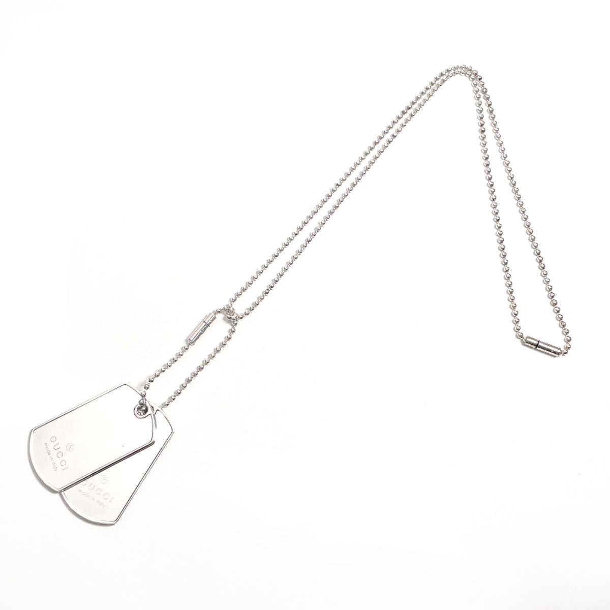GUCCI Necklace Silver925 Silver Ball chain dog tag double plate unisex Used