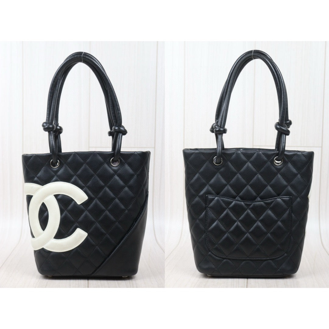 Good ( Rank AB) ｜ CHANEL Cambon Line Mini ToteBag Black White Made In 2003-2004 Year｜VT25030121