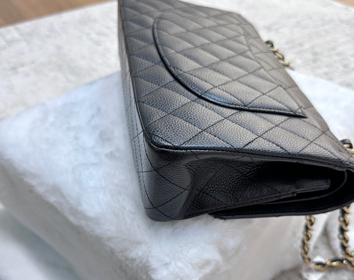 Chanel Medium Classic Flap Caviar Black Gold Hardware
